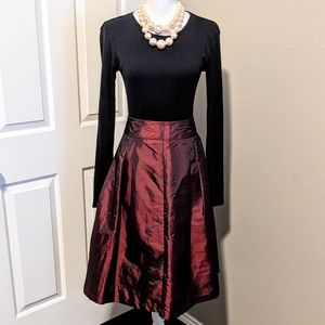 Red iridescent a-line skirt